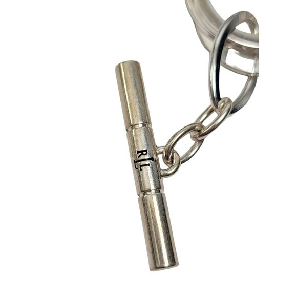 RLL Ralph Lauren Silver Tone Round Chain Link Toggle Clasp Bracelet, Signed - Picture 6 of 9